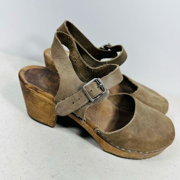 Lotta From Stockholm Women’s 40 Highwood Heels Mary Jane Clogs Brown - Picture 2 of 7